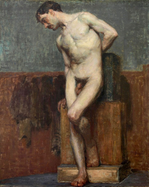 antonio-m:‘Academic Male study’, c.1907 by Joseph-Paul-Louis Bergès (1878-1956). French artist. oil on canvas