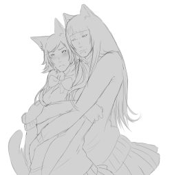 starsartuniverse:  Schoolgirls Neko Noiz and Aoba while trying to get out from this horrible artblock of mine.