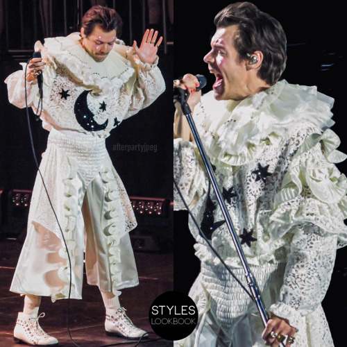 For night two of Harryween, Harry dressed up as a Pierrot clown. The Gucci costume is based on a Spr