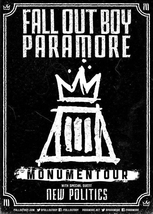 fueledbyramen:
“ The MONUMENTOUR with Paramore and Fall Out Boy starts tonight at the Xfinity Theatre in Hartford, Connecticut - check out all the dates for this incredible tour below:
6.19 Hartford, CT @ Xfinity Theatre (TICKETS)
6.21 Wantagh, NY @...