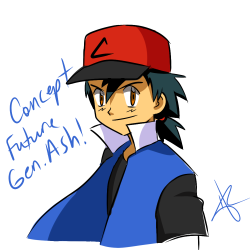 hollyfr:  So based on the constant change in Ash’s appearance for every new generation, I thought what if we saw Ash pull his hair behind him. I started out with a smaller chunk of hair but candido0411 considered a bit more length to it. So here is