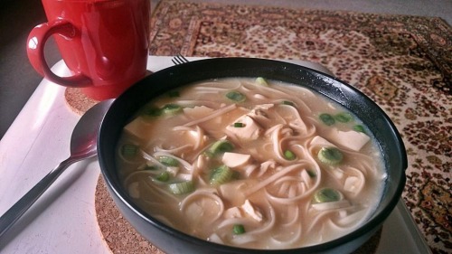 Miso Soup Ingredients: White and dark miso paste 500ml fish stock Mirin Udon noodles Spring onions S