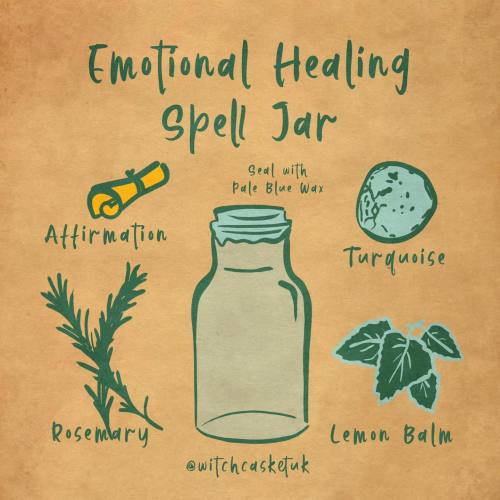  Here’s a spell jar for emotional healing. Hope this can help. Just a reminder that you’re all wonde