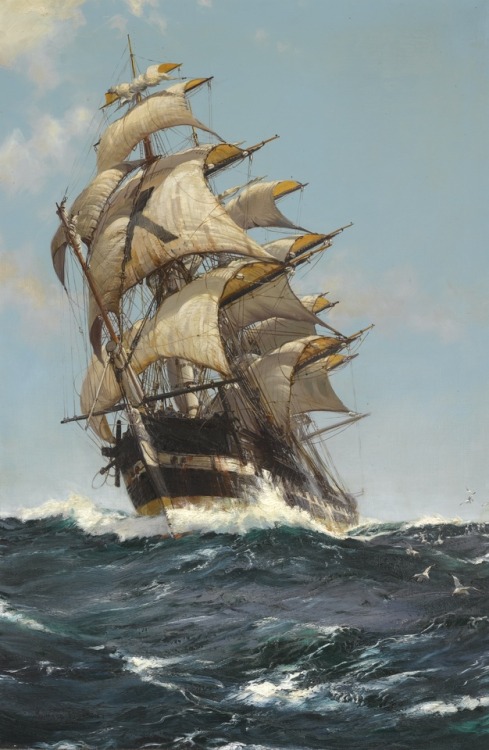 beggars-opera:“The crest of a wave”Montague Dawson (1890-1973) 