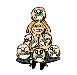 losassen:  losassen:  Me and my dream team for Pokemon Moon…. And yes I did turn them all into Bokuto…and one Akaashi to keep them all the Bokuto’s in line.    