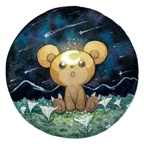 revilonilmah:#216 Teddiursa’s moon glows in resonance with the shooting stars!Consider supporting me