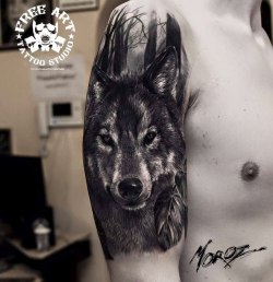 thatattoozone:    Lesha Moroz    LONEWOLF