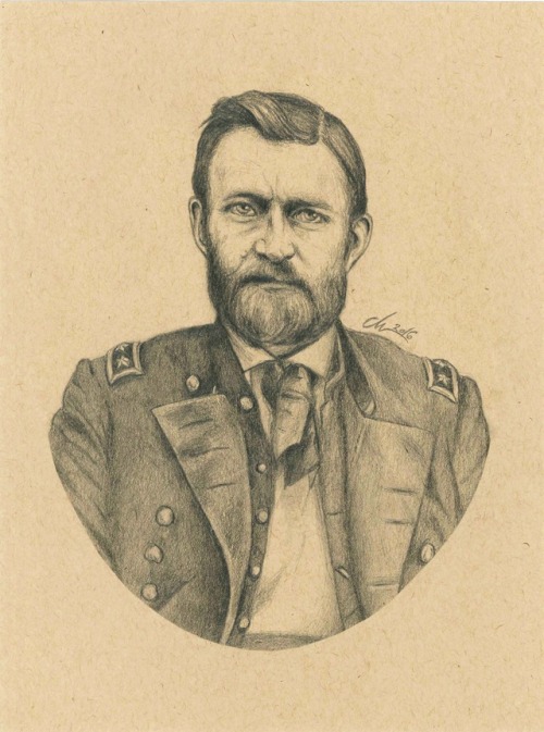 “Ulysses S. Grant”Graphite on toned-tan paper, 2016.