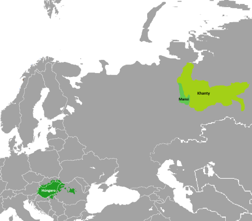 mapsontheweb: Hungarian language and its two closest relatives: Khanty and Mansi