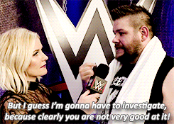 reigningxprizefighter:  The never ending saga between Kevin Owens and Renee Young’s dog continues.  