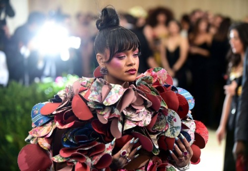 Rihanna on the Red Carpet wearing Comme des Garçons at the Costume Institute Gala at the Metropolita