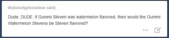 A few posts ago I asked in the tags what flavor of gummy Garnet would be. The answer may shock youOr it may not shock you. The overall winner in terms of votes was black cherry, followed by cola and regular cherry. Thanks to everyone who voted. Since