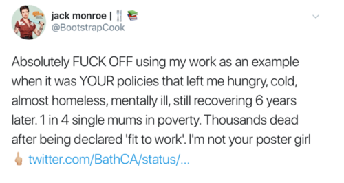 whispywillow: generalelectionmusings: Then the cowardly nasty party deleted their tweet. Jack Monroe