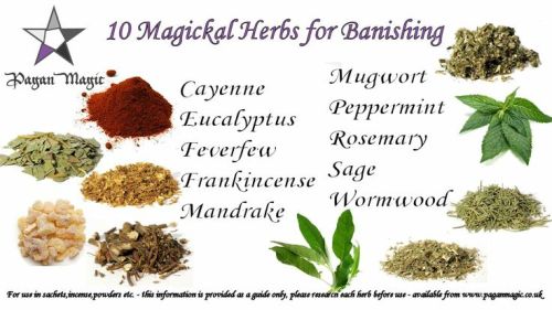 Herbal correspondences for blessing, banishing personal power and love. Note: Always be cautious, an
