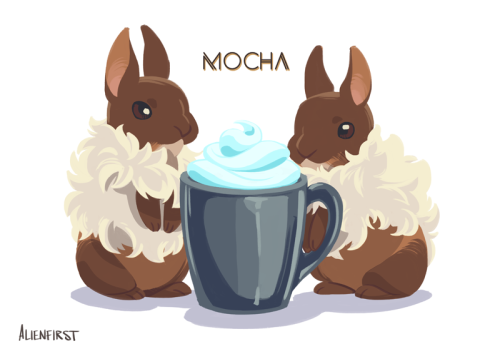 aronjshay:alienfirst:All of the coffee bunnies! Posting them all together as I’ll have them availabl