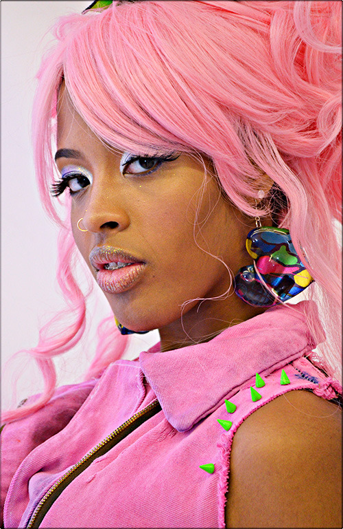 fairytalepunkboutique:  Hot Pink &amp; Green Studded Mermaid Punk Motovest http://www.pink-lightning.net