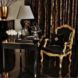 furniture-meubles:  Ralph Lauren Collection by E.J. Victor Furniture.  Bold Black and Gold Statement. 