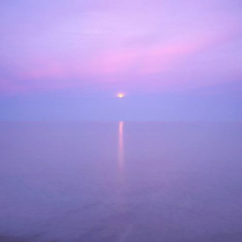 Moonrise And The Reflection Streak Under Soft Sunset Colors. (at Cascade River State Park)