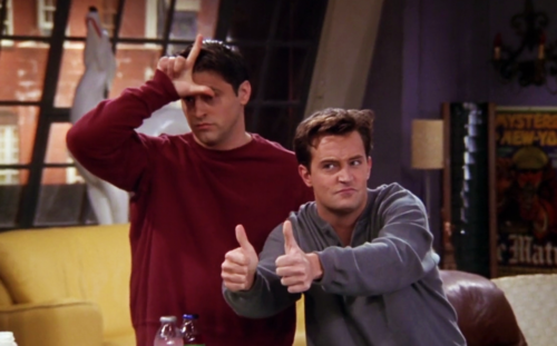 wakeners:via weheartit Joey is my depression/ anxiety and Chandler is the 5% of my
