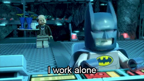 Lego Batman says "I work alone" to Alfred