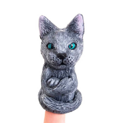 Russian Blue cat finger puppet inspired by my love Aria  Glass eyes from Mandarinducky . I&rsquo;m s