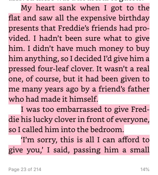 viroqu:  l0uvie:  radiofreddie:  just crying over how romantic Freddie & Jim were nbd    So I read the book, and almost everytime Jim gave/made Freddie a gift, Freddie would always show it off and say “My husband got me those!” or “My husband