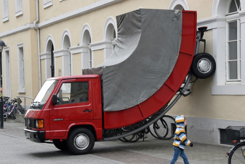 itscolossal:The German City of Karlsruhe Issued a Parking Ticket to a Warped Car Sculpture by Erwin 