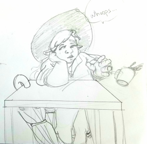 offalteeth:If you don’t think he would [image description: a sketch of Taako, sitting behind a