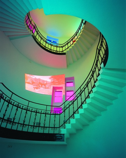 lehroi:  Stair tower with installation of Diana Thater, Broken Circle, 1997/2001Photo Roman Mensing