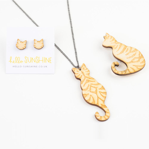 sosuperawesome:Cat Necklace, Earrings and Brooch by Hello Sunshine on EtsyMore like this