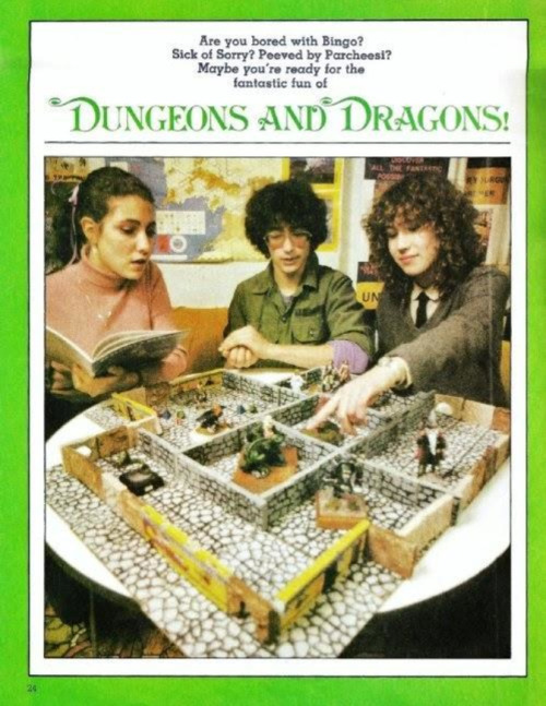 epicroll:Another great, classic D&D ad, this time with awful photo quality, strange colours, and