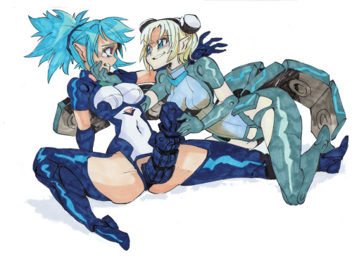 rafchu:  An ecchi Busou Shinki commission ! It’s Proxima and Mary Celes ! It’s my first mecha-futana