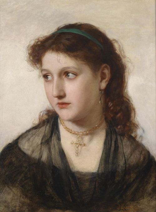 Portrait of a Girl, by German artist Johann Paul Adolf Kiessling (1836-1919). (Via the-garden-o