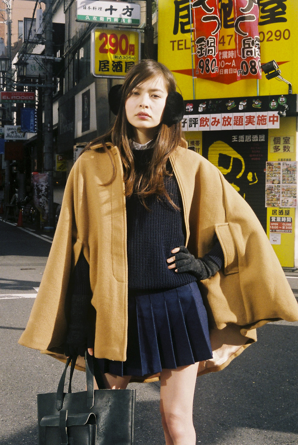 americanapparel:  Midori in the Wool Cape. Osaka, Japan. January 2014. 