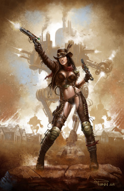 trinitycrescentrpg:  Steampunk Cowgirl by