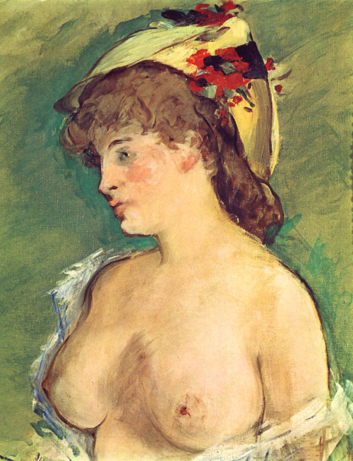 Blonde Woman with Bare Breasts by Edouard Manet 