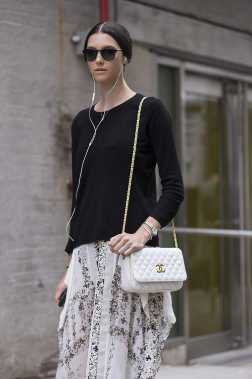 Give your staple black jumper a summer refresh and pair it with a floral maxi skirt. 
