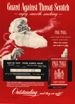 weirdvintage:  Even Santa smokes Pall Malls,