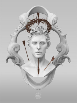 bluoxyde:  .NO.SAINT. I always end up drawn to ancient greek, roman and christian imagery from renaissance paintings, even when I work on the most random face sculpt. 