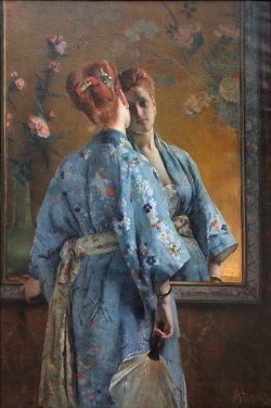 by-the-brush:  La Parisienne japonaiseAlfred Stevens - 1872 