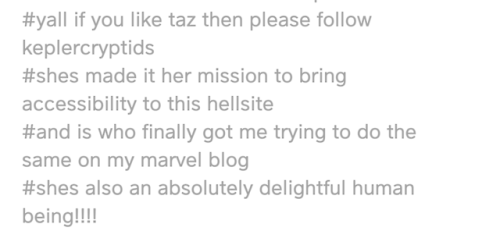 (Image: a screenshot of a series of tags that read: #yall if you like taz then please follow keplerc