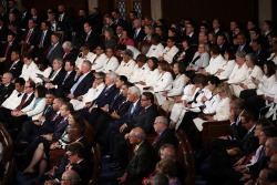 imwithkanye:  #WomenWearWhite Members of congress wear white to honor the women’s suffrage movement and support women’s rights during President Donald Trump’s address to Congress.