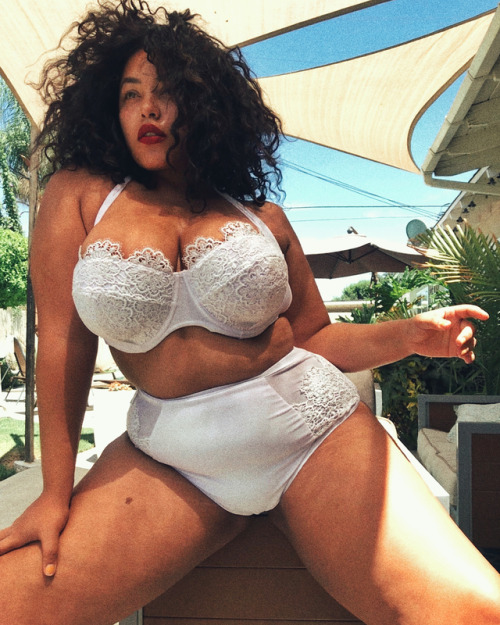 playfulpromises:audreylittie slaying in the White Balcony Bikini from our Hunter McGrady collab! 