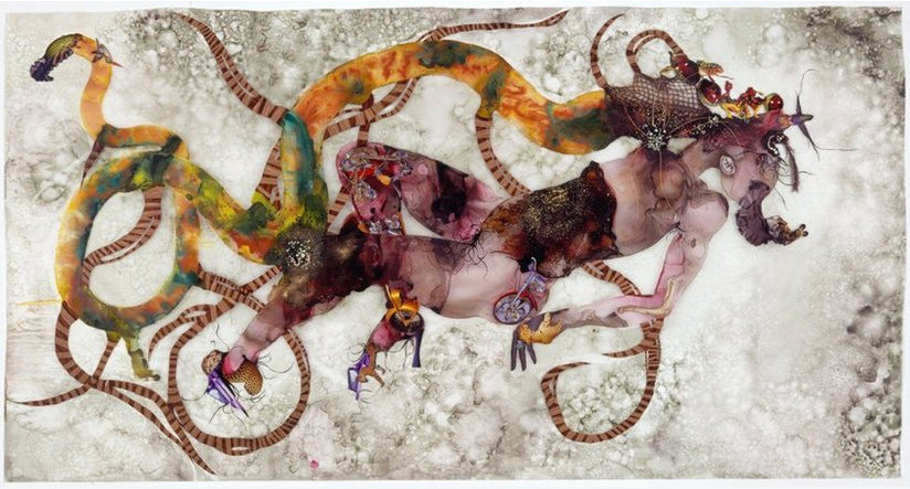 Wangechi Mutu, a dragon kiss always ends in ashes, 2007
from http://www.cavetocanvas.com/post/56175506928/wangechi-mutu-a-dragon-kiss-always-ends-in-ashes
Wangechi Mutu is an artist and sculptor who lives and works in Brooklyn, New York. Mutu is...