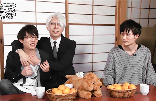 sawtsuki:  A few hours ago in Japan there was a special transmission of Yuri!!! On Ice   with   Kubo Mitsurou (our lord and savior the creator), Toyonaga Toshiyuki (Yuuri’s voice), Suwabe Junichi (Victor’s voice) and Uchiyama kouki (Yurio’s voice).