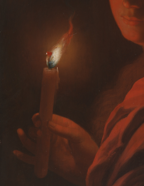 atmospheric-minimalism: Girl with a Candle (Detail), Follower of Godefridus Schalcken, (Made 1643 – 