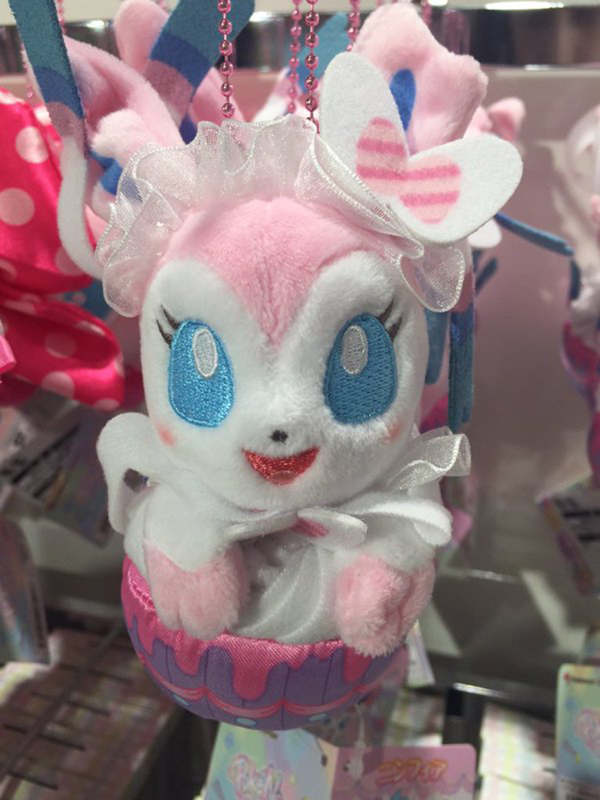zombiemiki:  Sylveon, Jigglypuff, and Pikachu mascot plush from the  PokéNeco DOLCE