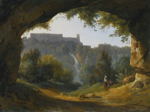 lescuriositesdelafoire:Joseph Remond, View of Tivoli from a Grotto, 1823