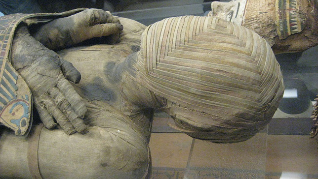 Egyptians made mummies earlier than thought
The ancient mummification yarns were coated in tree resin and aromatic plant extracts that had powerful antibacterial properties.