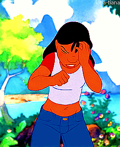 kida-tiana:Lilo! She’s a little girl this big, she has black hair and brown eyes